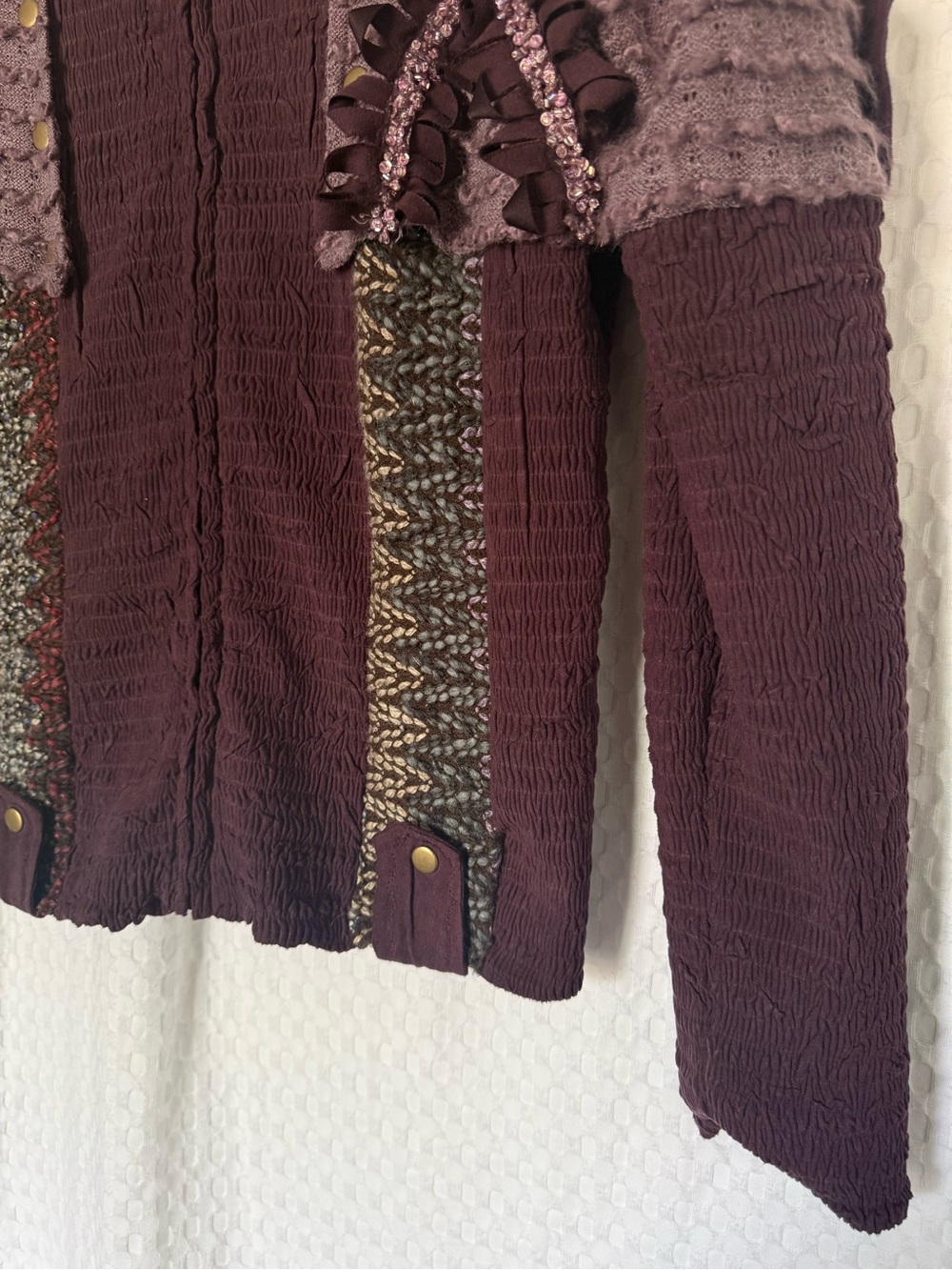Alberto Makali Y2K Embellished Patchwork Artwear Jacket Purple Size L - Picture 3 of 9